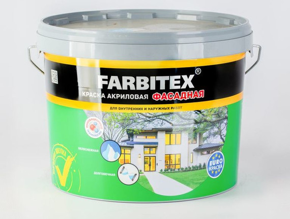 Краска акрил. фасадная 13кг FARBITEX *1