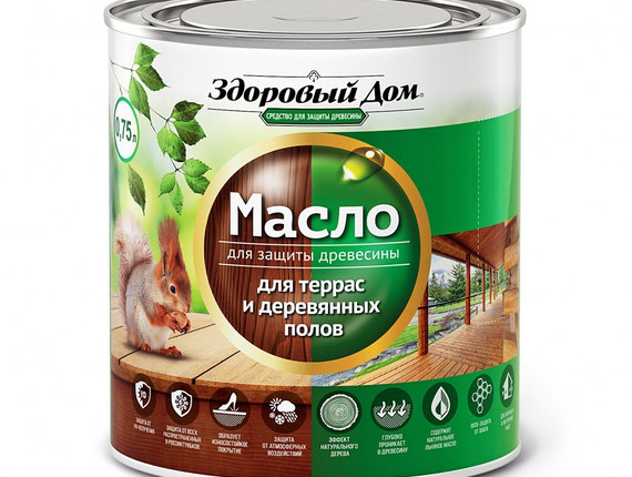 Масло для террас и дерев.полов 0,75л Здоровый Дом Слоновая кость