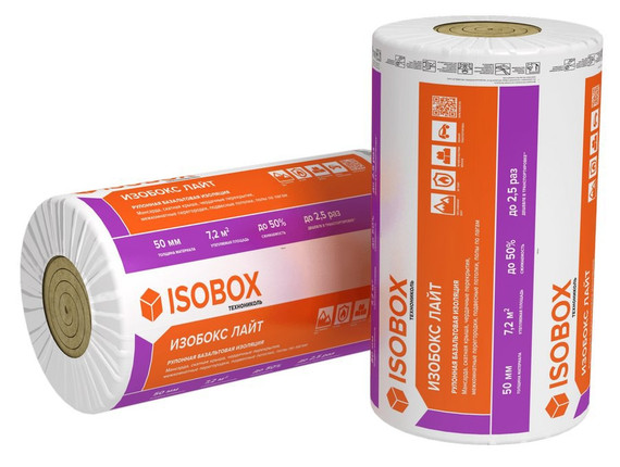Утеплитель ISOBOX Лайт 50х1200х6000 (уп.1шт 7,2м2 0,36м3) рулон пл.45